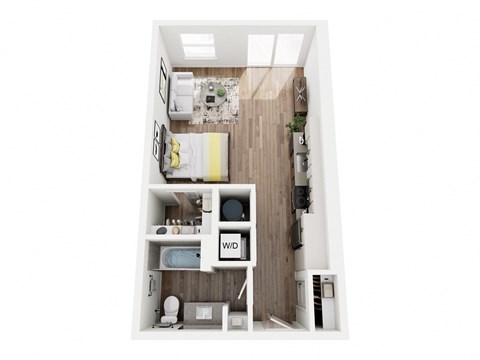 Floor plan for studio, 1 bath, 550 sqft